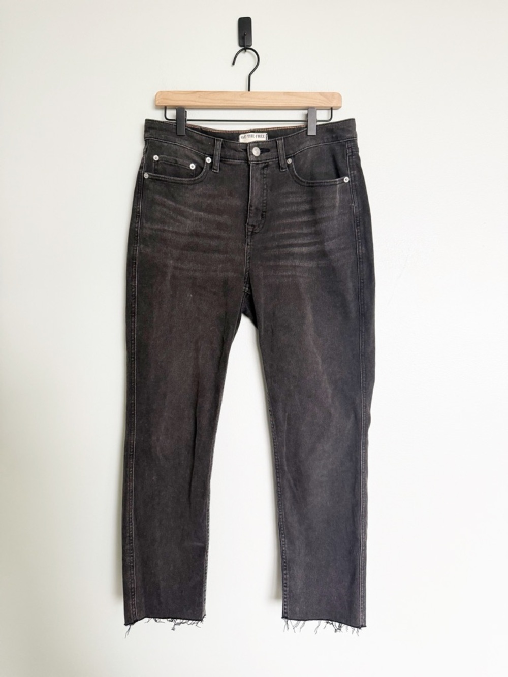 Free People We The Free Curvy Black Denim High Rise Vintage Straight Jeans